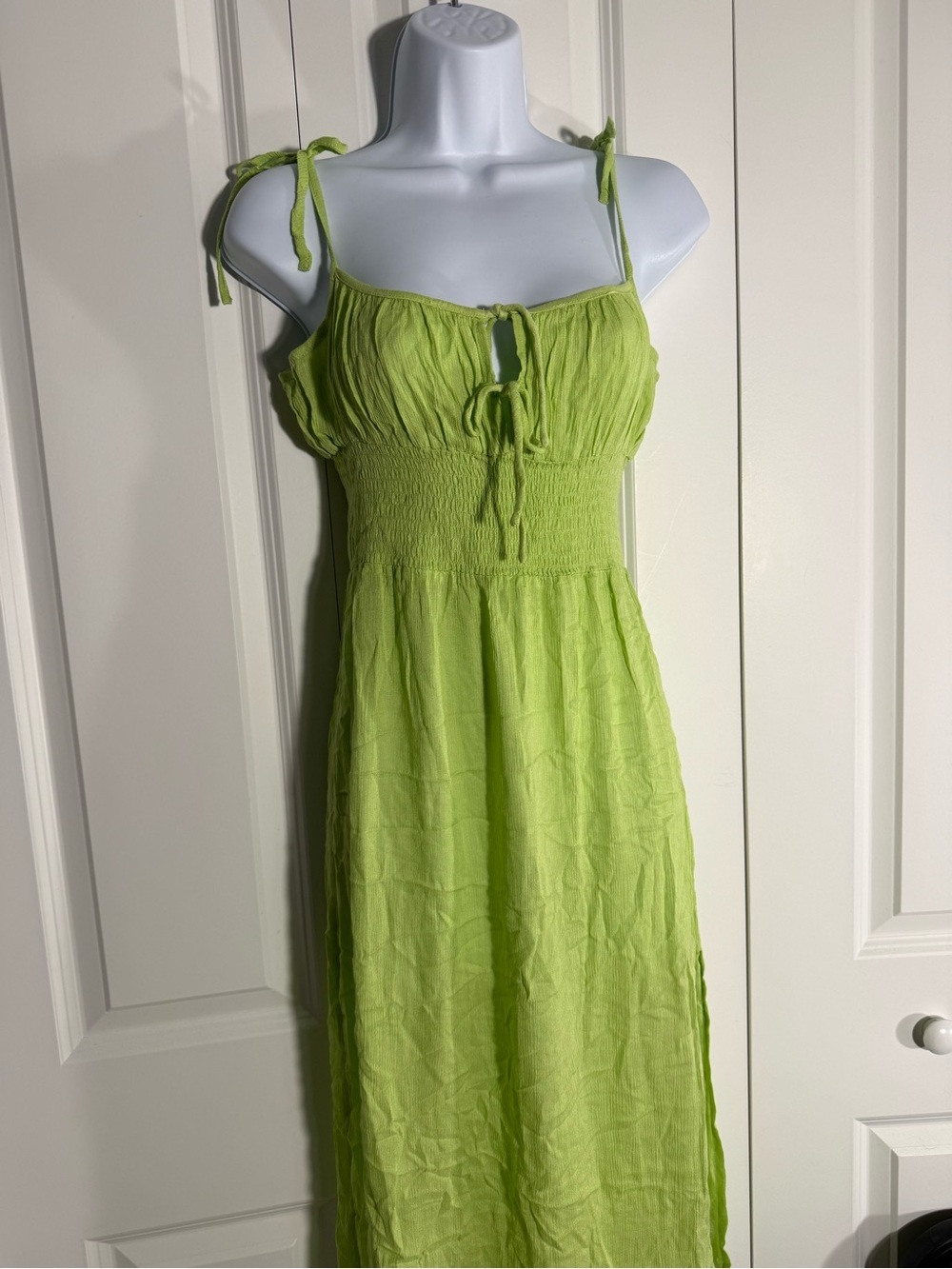 Topshop Lime Green Tie-Shoulder Maxi Dress